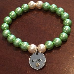 Green homemade love bracelet, cute gift
